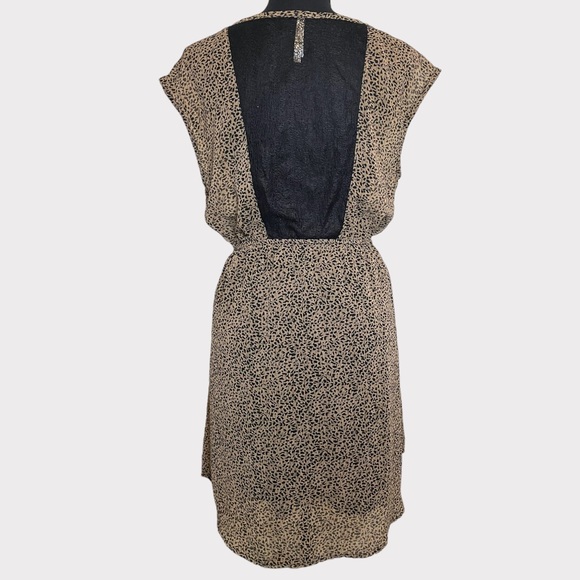 Mono B - Chiffon Animal Print Dress - Tan/Black - Size M - Picture 3 of 5